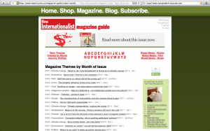 New Internationalist magazine themes by month