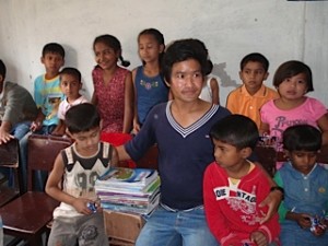 Raj Kumar with HIV kids